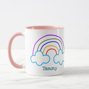 Personalised doodle rainbow  mug