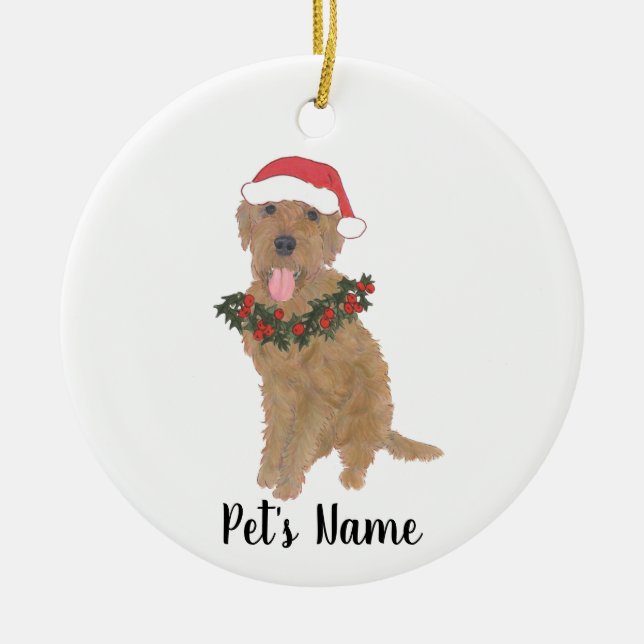 Personalised Doodle (Red Golden Apricot) Ceramic Ornament (Front)