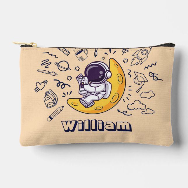 Personalised Doodle Space Planets Back to School Accessory Pouch (Front)