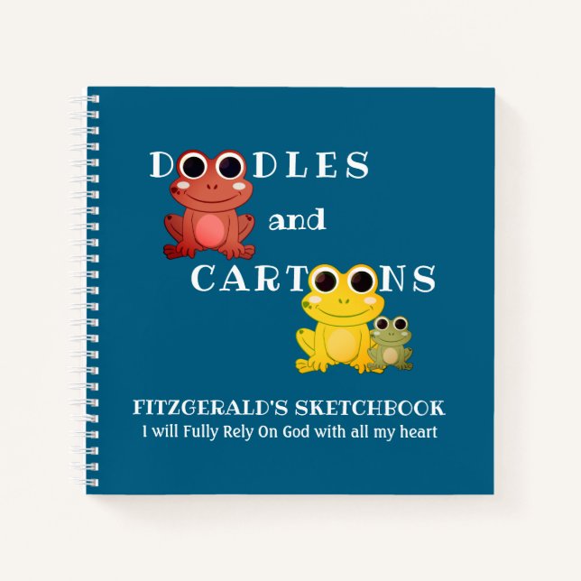 Personalised DOODLES AND CARTOONS Frogs Sketchbook Notebook (Front)
