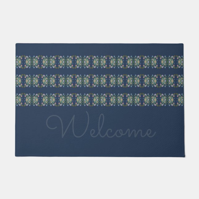 Personalised Door Mat In Blues (Front)