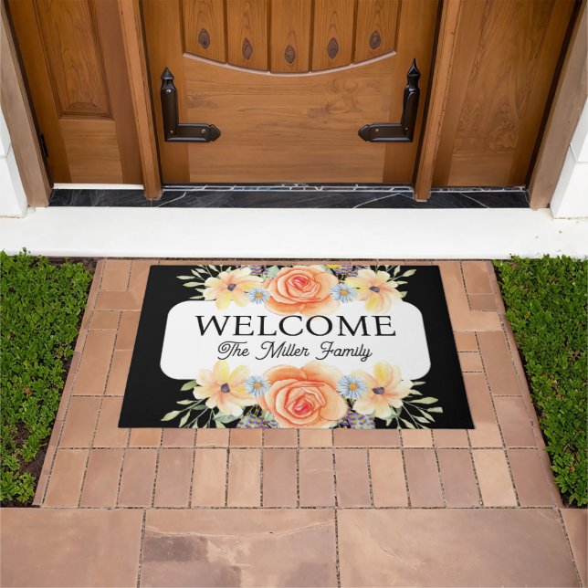 Personalised doormat floral personalised (Outdoor)