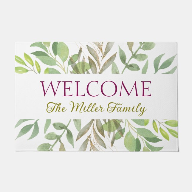 Personalised doormat floral personalised (Front)