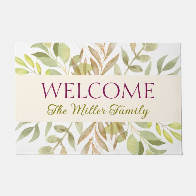Personalised doormat floral personalised (Front)