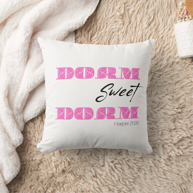 Personalised Dorm Sweet Dorm Pink Cushion (Blanket)