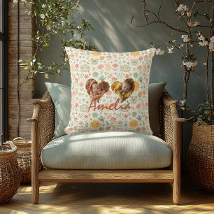 Personalised Double Heart Photo Pillow Kawaii Back