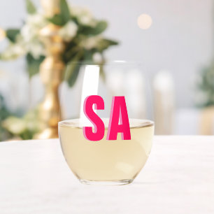 Personalised Double Shadow Monogram  Stemless Wine Glass