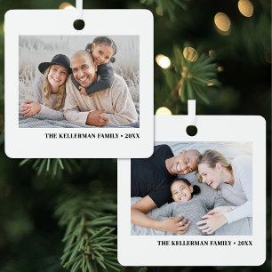 Personalised Double Sided 2 Photo Christmas Metal Tree Decoration