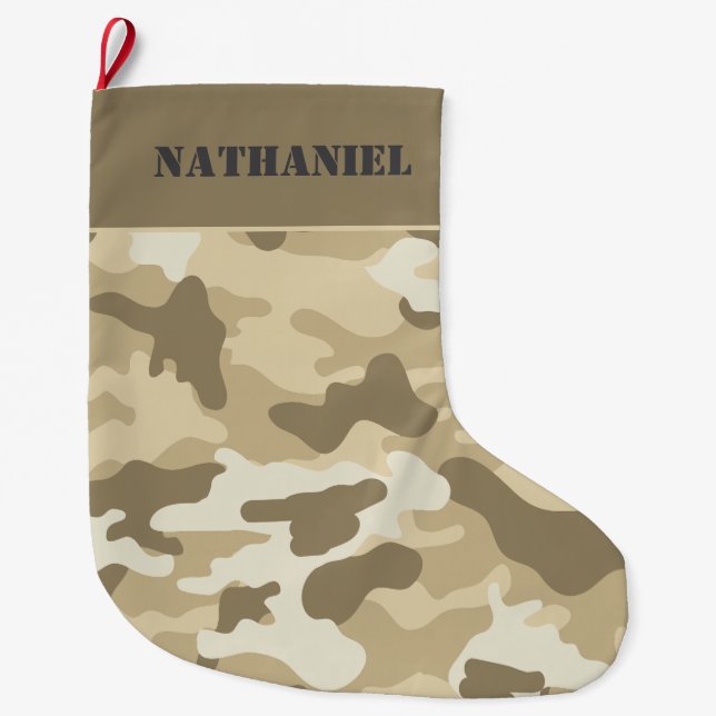 Personalised  Double sided Camouflage Large Christmas Stocking (Front)