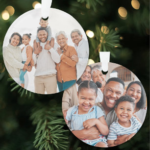 Personalised Double Sided Family 2 Photo Christmas Ornament