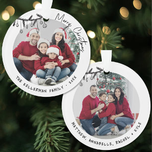 Personalised Double Sided Family 2 Photo Christmas Ornament