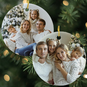 Personalised Double-Sided Family Photo Ceramic Ornament