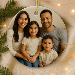 Personalised Double-Sided Family Photo Christmas Ceramic Ornament