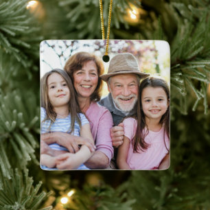 Personalised Double Sided Family Photo Christmas Ceramic Ornament