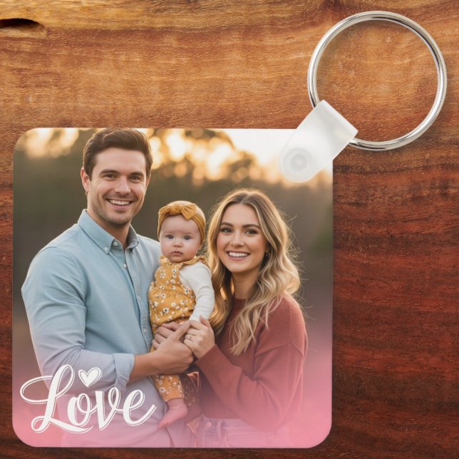 Personalised Double Sided Two Photo and Text Photo Key Ring (Back)