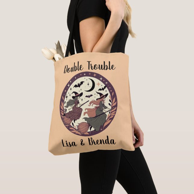 Personalised Double Trouble Halloween  Tote Bag (Close Up)