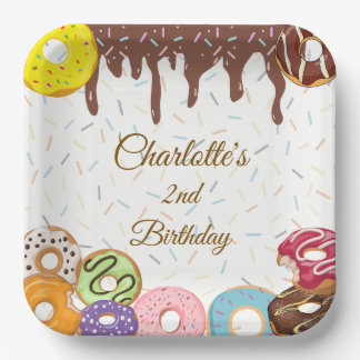 Personalised Doughnut Party Birthday Paper Plates