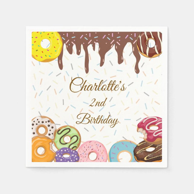 Personalised Doughnut Party Napkins (Front)
