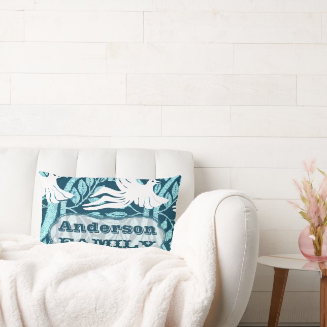 Personalised Dove Love Bird Family Established Lumbar Cushion (Couch)