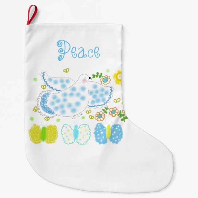 Personalised Dove peace Christmas Stocking (Front)