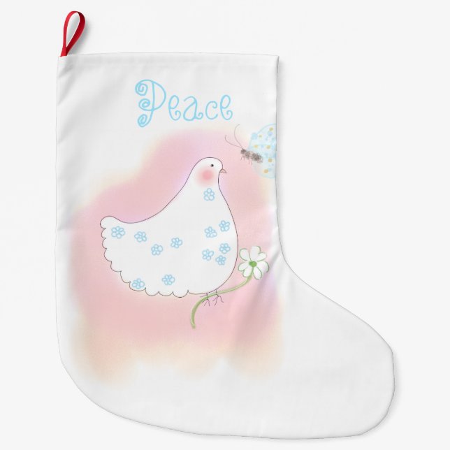 Personalised Dove peace Christmas Stocking (Front)