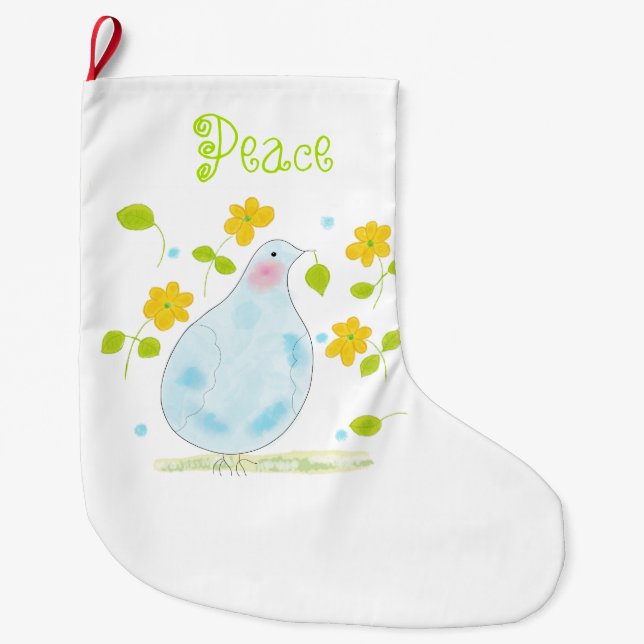 Personalised Dove peace Christmas Stocking (Front)