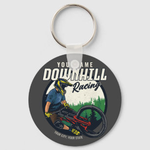 Personalised Downhill Racing Mountain Bike Trail   Key Ring