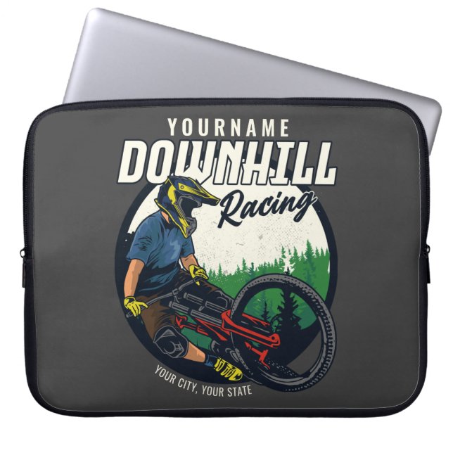Personalised Downhill Racing Mountain Bike Trail Laptop Sleeve (Front)