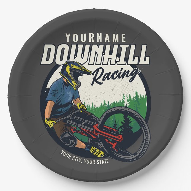 Personalised Downhill Racing Mountain Bike Trail   Paper Plate (Creator Uploaded)