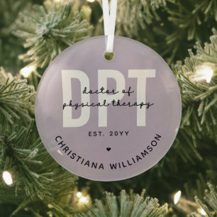Personalised DPT Doctor of Physical Therapy Glass Tree Decoration