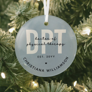 Personalised DPT Doctor of Physical Therapy Glass Tree Decoration