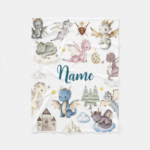 Personalised Dragon Baby Blanket with Name