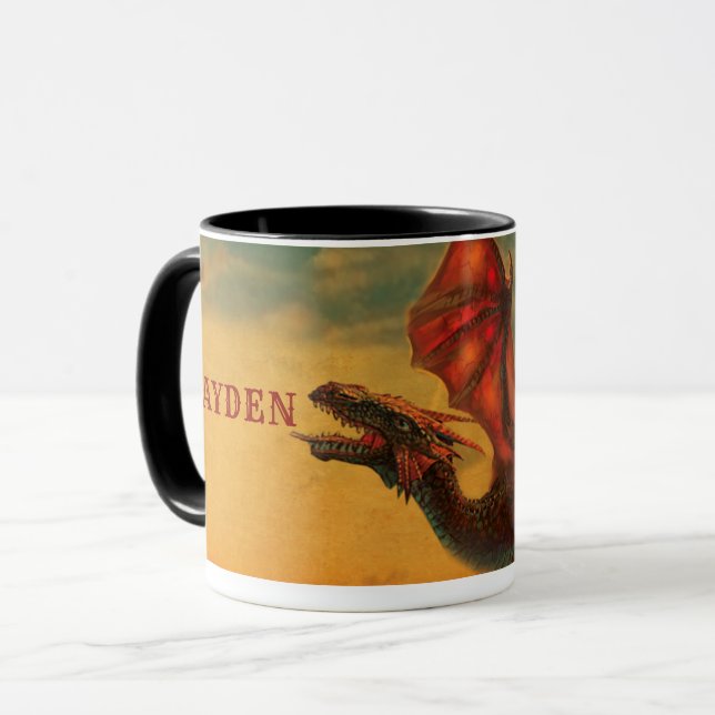 Personalised Dragon  Ceramic Coffee Mug (Front Left)