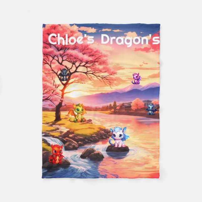 Personalised Dragon  Fleece Blanket (Front)