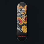 Personalised Dragon Skateboard<br><div class="desc">Personalised bold Asian art dragon skateboard with your name in a red sans serif type. Bold red orange and black.</div>