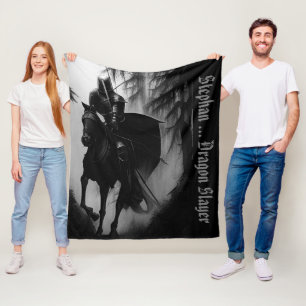 Personalised Dragon Slayer Knight Fleece Blanket