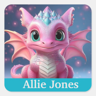 Personalised dragon stickers colourful