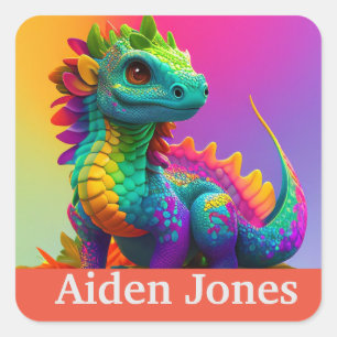 Personalised dragon stickers colourful