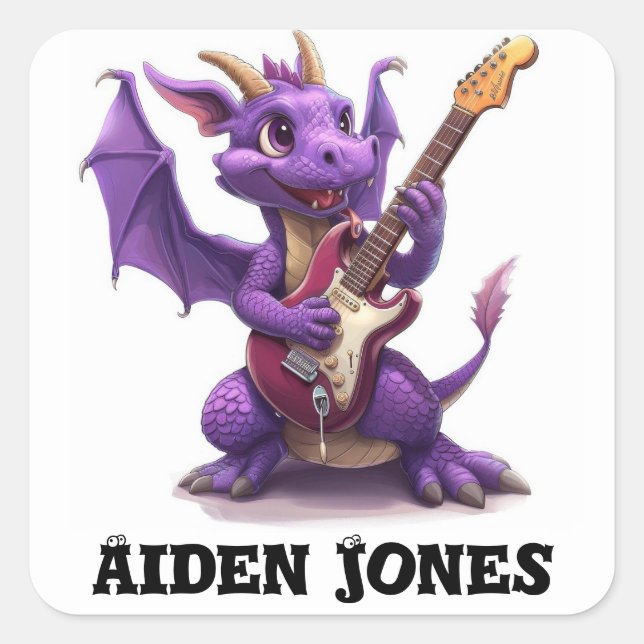 Personalised dragon stickers colourful (Front)