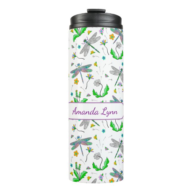 Personalised Dragonflies and Dandelions  Thermal Tumbler (Front)