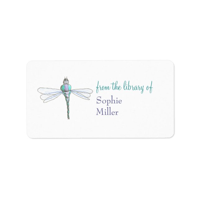 Personalised dragonfly bookplate sticker (Front)