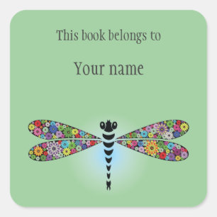 Personalised Dragonfly Damselfly Sticker Bookplate