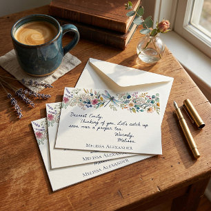 Personalised dragonfly paisley floral card