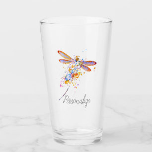 Personalised Dragonfly splatter Glass
