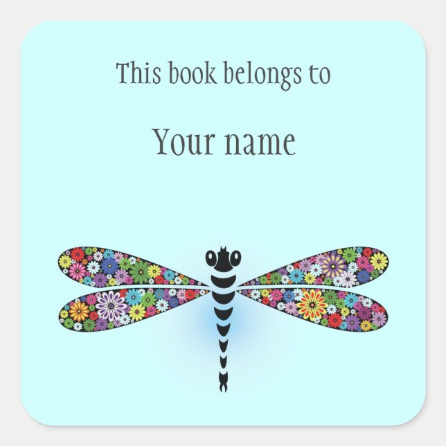 Personalised Dragonfly Sticker Bookplate (Front)