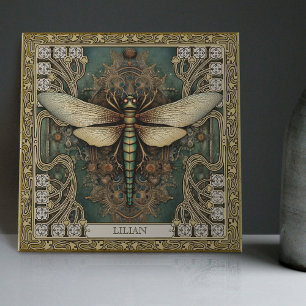 Personalised Dragonfly Tribal Jewel Earth Tones Ceramic Tile