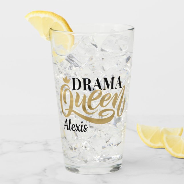 Personalised Drama Queen Glass (Front Ice)