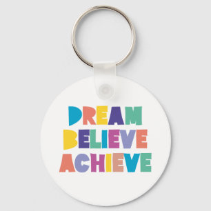 Personalised Dream Believe Achieve Photo Key Ring