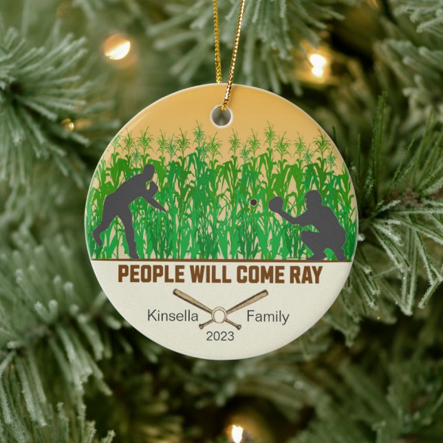 Personalised Dream Fields Baseball Christmas Ceramic Ornament (Tree)