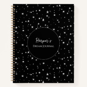 Personalised Dream Journal   Black and White Stars